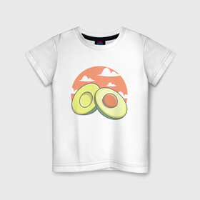 Детская футболка хлопок с принтом Avocado в Екатеринбурге, 100% хлопок | круглый вырез горловины, полуприлегающий силуэт, длина до линии бедер | avocado | avokado | kawai | kawaii | авакадо | авокадо | каваи | кавай | кавайи | кавайный | милые создания | мимими | мимишный | облака | облако | овокадо | персея | растения | рисунок | фрукт | фрукты
