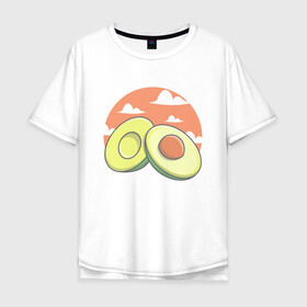 Мужская футболка хлопок Oversize с принтом Avocado в Екатеринбурге, 100% хлопок | свободный крой, круглый ворот, “спинка” длиннее передней части | Тематика изображения на принте: avocado | avokado | kawai | kawaii | авакадо | авокадо | каваи | кавай | кавайи | кавайный | милые создания | мимими | мимишный | облака | облако | овокадо | персея | растения | рисунок | фрукт | фрукты