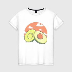 Женская футболка хлопок с принтом Avocado в Екатеринбурге, 100% хлопок | прямой крой, круглый вырез горловины, длина до линии бедер, слегка спущенное плечо | avocado | avokado | kawai | kawaii | авакадо | авокадо | каваи | кавай | кавайи | кавайный | милые создания | мимими | мимишный | облака | облако | овокадо | персея | растения | рисунок | фрукт | фрукты