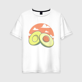Женская футболка хлопок Oversize с принтом Avocado в Екатеринбурге, 100% хлопок | свободный крой, круглый ворот, спущенный рукав, длина до линии бедер
 | avocado | avokado | kawai | kawaii | авакадо | авокадо | каваи | кавай | кавайи | кавайный | милые создания | мимими | мимишный | облака | облако | овокадо | персея | растения | рисунок | фрукт | фрукты