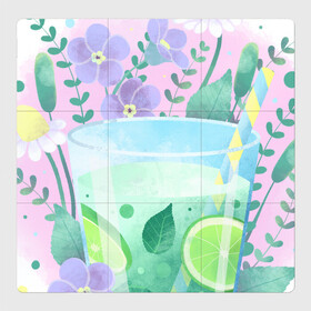 Магнитный плакат 3Х3 с принтом летний напиток в Екатеринбурге, Полимерный материал с магнитным слоем | 9 деталей размером 9*9 см | Тематика изображения на принте: еда | жара | коктейль | лайм | лед | лето | напиток | свежесть | фрукты | цветы