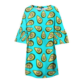 Детское платье 3D с принтом Авокадо в Екатеринбурге, 100% полиэстер | прямой силуэт, чуть расширенный к низу. Круглая горловина, на рукавах — воланы | avocado | avokado | neon | pattern | pattern avocado | авакадо | авокадо | неон | овокадо | патерн | патерн авокадо | паттерн | паттерн авокадо | персея | растения | рисунок | фон авокадо | фрукт | фрукты