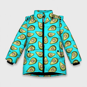 Зимняя куртка для девочек 3D с принтом Авокадо в Екатеринбурге, ткань верха — 100% полиэстер; подклад — 100% полиэстер, утеплитель — 100% полиэстер. | длина ниже бедра, удлиненная спинка, воротник стойка и отстегивающийся капюшон. Есть боковые карманы с листочкой на кнопках, утяжки по низу изделия и внутренний карман на молнии. 

Предусмотрены светоотражающий принт на спинке, радужный светоотражающий элемент на пуллере молнии и на резинке для утяжки. | avocado | avokado | neon | pattern | pattern avocado | авакадо | авокадо | неон | овокадо | патерн | патерн авокадо | паттерн | паттерн авокадо | персея | растения | рисунок | фон авокадо | фрукт | фрукты