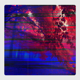 Магнитный плакат 3Х3 с принтом Glitch Autumn в Екатеринбурге, Полимерный материал с магнитным слоем | 9 деталей размером 9*9 см | autumn | forest | glitch | глитч | дерево | деревья | красный | лес | листья | осень