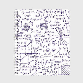 Тетрадь с принтом Формулы в Екатеринбурге, 100% бумага | 48 листов, плотность листов — 60 г/м2, плотность картонной обложки — 250 г/м2. Листы скреплены сбоку удобной пружинной спиралью. Уголки страниц и обложки скругленные. Цвет линий — светло-серый
 | Тематика изображения на принте: алгебра | математика | математические формулы | наука | научные формулы | формулы