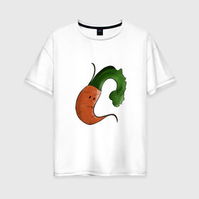 Женская футболка хлопок Oversize с принтом Грустная морковка в Екатеринбурге, 100% хлопок | свободный крой, круглый ворот, спущенный рукав, длина до линии бедер
 | грусть | еда | морковка | эмоции