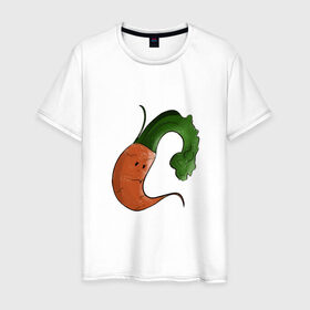 Мужская футболка хлопок с принтом Грустная морковка в Екатеринбурге, 100% хлопок | прямой крой, круглый вырез горловины, длина до линии бедер, слегка спущенное плечо. | грусть | еда | морковка | эмоции