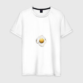 Мужская футболка хлопок с принтом яйцо в Екатеринбурге, 100% хлопок | прямой крой, круглый вырез горловины, длина до линии бедер, слегка спущенное плечо. | прикол | шутка | эмоции | юмор | яйцо