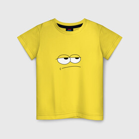 Детская футболка хлопок с принтом Недовольный фейс в Екатеринбурге, 100% хлопок | круглый вырез горловины, полуприлегающий силуэт, длина до линии бедер | face | sad | глаза | грустный | лицо | мультяшный | настроение | недовольный | прикольный | рисунок | смайлик | усталость | человечек
