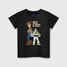 Детская футболка хлопок с принтом Buzz&Woody в Екатеринбурге, 100% хлопок | круглый вырез горловины, полуприлегающий силуэт, длина до линии бедер | buzz lightyear | disney | pixar | toy story | vdkimel | woody | базз лайтер | вуди | дисней | история игрушек | пиксар