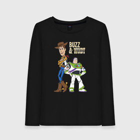 Женский лонгслив хлопок с принтом Buzz&Woody в Екатеринбурге, 100% хлопок |  | buzz lightyear | disney | pixar | toy story | vdkimel | woody | базз лайтер | вуди | дисней | история игрушек | пиксар