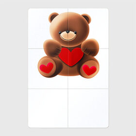 Магнитный плакат 2Х3 с принтом Медвежонок с сердечком в Екатеринбурге, Полимерный материал с магнитным слоем | 6 деталей размером 9*9 см | love is | teddy bear | valentines day | бабушка | валентинка | влюбленные | девушке | жена | лучшая | любимая | люблю | любовь | мама | медведь | медвежата | молодожены | подарок | романтика | свадебные | свадьба
