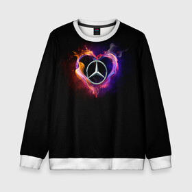 Детский свитшот 3D с принтом Mercedes-Benz в Екатеринбурге, 100% полиэстер | свободная посадка, прямой крой, мягкая тканевая резинка на рукавах и понизу свитшота | amg | love mercedes | mercedes | mercedes в сердце | mercedes значок | mercedes лого | mercedes марка | амг | бенц | горящее сердце | лого автомобиля | логотип мерседес | люблю мерседес | мерин | мерс | мерседес | мерседес бенз
