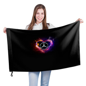 Флаг 3D с принтом Mercedes-Benz в Екатеринбурге, 100% полиэстер | плотность ткани — 95 г/м2, размер — 67 х 109 см. Принт наносится с одной стороны | amg | love mercedes | mercedes | mercedes в сердце | mercedes значок | mercedes лого | mercedes марка | амг | бенц | горящее сердце | лого автомобиля | логотип мерседес | люблю мерседес | мерин | мерс | мерседес | мерседес бенз
