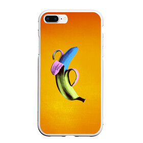 Чехол для iPhone 7Plus/8 Plus матовый с принтом Синий банан в Екатеринбурге, Силикон | Область печати: задняя сторона чехла, без боковых панелей | Тематика изображения на принте: банан | без надписей | вкус | дизайн | еда | картинки | кожура | контраст | креатив | летняя | минимализм | необычный | прикол | рыжая | синий | сиреневая | теплая | фрукт | цветная | яркая