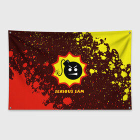 Флаг-баннер с принтом SERIOUS SAM Крутой Сэм в Екатеринбурге, 100% полиэстер | размер 67 х 109 см, плотность ткани — 95 г/м2; по краям флага есть четыре люверса для крепления | croteam | game | games | logo | sam | serious | бомба | бомбочка | игра | игры | крутой | лого | логотип | логотипы | серьезный | символ | символы | сэм