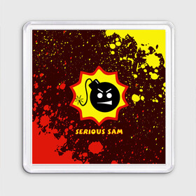Магнит 55*55 с принтом SERIOUS SAM / Крутой Сэм в Екатеринбурге, Пластик | Размер: 65*65 мм; Размер печати: 55*55 мм | croteam | game | games | logo | sam | serious | бомба | бомбочка | игра | игры | крутой | лого | логотип | логотипы | серьезный | символ | символы | сэм