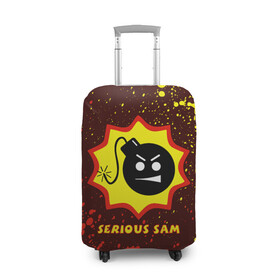 Чехол для чемодана 3D с принтом SERIOUS SAM / Крутой Сэм в Екатеринбурге, 86% полиэфир, 14% спандекс | двустороннее нанесение принта, прорези для ручек и колес | croteam | game | games | logo | sam | serious | бомба | бомбочка | игра | игры | крутой | лого | логотип | логотипы | серьезный | символ | символы | сэм