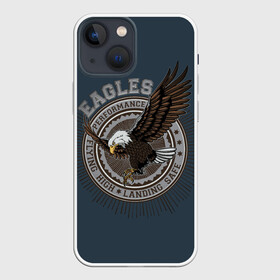 Чехол для iPhone 13 mini с принтом летящий орёл в Екатеринбурге,  |  | белоголовый орлан | летящий орёл | орёл | перформанс | порхающий крыльями орёл.