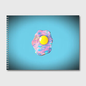 Альбом для рисования с принтом Яйцо на сковороде в Екатеринбурге, 100% бумага
 | матовая бумага, плотность 200 мг. | белок | бензин | берюзовый | еда | желток | завтрак | креатив | минимализм | не обычные | прикольные | синий | цветное | яйцо