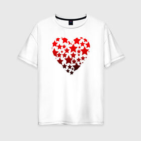 Женская футболка хлопок Oversize с принтом Звездное сердце в Екатеринбурге, 100% хлопок | свободный крой, круглый ворот, спущенный рукав, длина до линии бедер
 | heart | love is | love you | stars | valentines day | бабушка | валентинка | влюбленные | девушке | жена | звезды | лучшая | любимая | люблю | любовь | мама | молодожены | подарок | романтика | свадебные | свадьба | сердечки