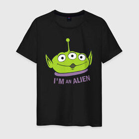 Мужская футболка хлопок с принтом Im an alien в Екатеринбурге, 100% хлопок | прямой крой, круглый вырез горловины, длина до линии бедер, слегка спущенное плечо. | aliens | disney | pixar | toy story | vdkimel | дисней | инопланетяне | история игрушек | пиксар