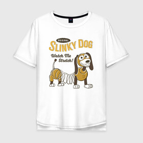 Мужская футболка хлопок Oversize с принтом Slinky Dog в Екатеринбурге, 100% хлопок | свободный крой, круглый ворот, “спинка” длиннее передней части | disney | pixar | slinky dog | toy story | vdkimel | дисней | история игрушек | пиксар