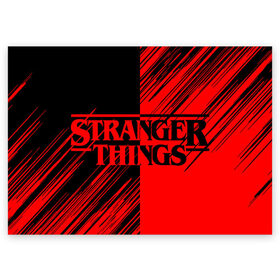 Поздравительная открытка с принтом Stranger Things. в Екатеринбурге, 100% бумага | плотность бумаги 280 г/м2, матовая, на обратной стороне линовка и место для марки
 | normal people scare me | stranger things | детектив | драма | кино | очень странные дела | сериалы | странгер тхингс | триллер | уилл | фантастика | фильмы | хоукинс