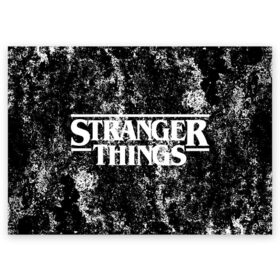 Поздравительная открытка с принтом Stranger Things. в Екатеринбурге, 100% бумага | плотность бумаги 280 г/м2, матовая, на обратной стороне линовка и место для марки
 | normal people scare me | stranger things | детектив | драма | кино | очень странные дела | сериалы | странгер тхингс | триллер | уилл | фантастика | фильмы | хоукинс