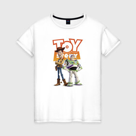 Женская футболка хлопок с принтом Toy Story в Екатеринбурге, 100% хлопок | прямой крой, круглый вырез горловины, длина до линии бедер, слегка спущенное плечо | buzz lightyear | disney | pixar | toy story | vdkimel | woody | базз лайтер | вуди | дисней | история игрушек | пиксар