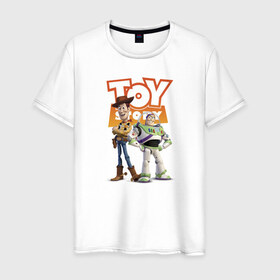 Мужская футболка хлопок с принтом Toy Story в Екатеринбурге, 100% хлопок | прямой крой, круглый вырез горловины, длина до линии бедер, слегка спущенное плечо. | buzz lightyear | disney | pixar | toy story | vdkimel | woody | базз лайтер | вуди | дисней | история игрушек | пиксар