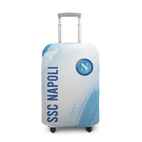 Чехол для чемодана 3D с принтом SSC NAPOLI / Наполи в Екатеринбурге, 86% полиэфир, 14% спандекс | двустороннее нанесение принта, прорези для ручек и колес | 