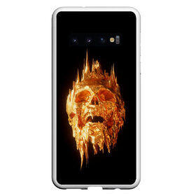 Чехол для Samsung Galaxy S10 с принтом Golden Skull в Екатеринбурге, Силикон | Область печати: задняя сторона чехла, без боковых панелей | cool | cyborg | decoration | fashion | fear | ghost | haloween | head | horror | robot | skeleton | skull | technology | голова | киборг | круто | мода | призрак | робот | скелет | технологии | ужас | украшение | хеллоуин | череп
