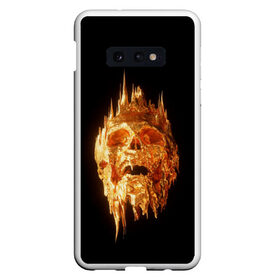 Чехол для Samsung S10E с принтом Golden Skull в Екатеринбурге, Силикон | Область печати: задняя сторона чехла, без боковых панелей | Тематика изображения на принте: cool | cyborg | decoration | fashion | fear | ghost | haloween | head | horror | robot | skeleton | skull | technology | голова | киборг | круто | мода | призрак | робот | скелет | технологии | ужас | украшение | хеллоуин | череп