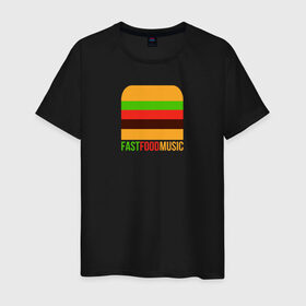 Мужская футболка хлопок с принтом Fast Food Music в Екатеринбурге, 100% хлопок | прямой крой, круглый вырез горловины, длина до линии бедер, слегка спущенное плечо. | Тематика изображения на принте: drill | fast | ffm | food | music | rap | trap | мьюзик | русский | рэп | фаст | фуд