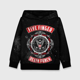 Детская толстовка 3D с принтом Five Finger Death Punch в Екатеринбурге, 100% полиэстер | двухслойный капюшон со шнурком для регулировки, мягкие манжеты на рукавах и по низу толстовки, спереди карман-кенгуру с мягким внутренним слоем | Тематика изображения на принте: 5fdp | ffdp | five finger death punch | metal | группы | метал | музыка | рок