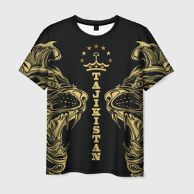 Мужская футболка 3D с принтом Таджикистан в Екатеринбурге, 100% полиэфир | прямой крой, круглый вырез горловины, длина до линии бедер | crown | golden | king | lion | republic | tajikistan | золотой | король | корона | лев | республика | таджикистан | царь