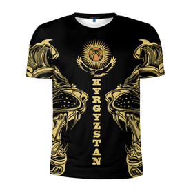 Мужская футболка 3D спортивная с принтом Киргизия в Екатеринбурге, 100% полиэстер с улучшенными характеристиками | приталенный силуэт, круглая горловина, широкие плечи, сужается к линии бедра | eagle | islam | kyrgyzstan | lion | republic | sun | ислам | киргизия | кыргызстан | лев | орел | республика | солнце