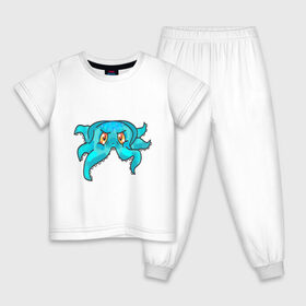 Детская пижама хлопок с принтом Осьминог в Екатеринбурге, 100% хлопок |  брюки и футболка прямого кроя, без карманов, на брюках мягкая резинка на поясе и по низу штанин
 | 