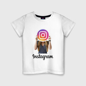 Детская футболка хлопок с принтом Instagram в Екатеринбурге, 100% хлопок | круглый вырез горловины, полуприлегающий силуэт, длина до линии бедер | 