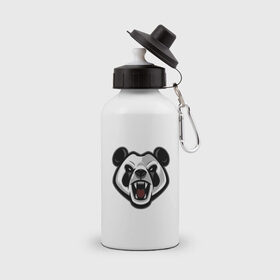 Бутылка спортивная с принтом Злая панда в Екатеринбурге, металл | емкость — 500 мл, в комплекте две пластиковые крышки и карабин для крепления | арт | бамбуковый медведь | бамбуковый мишка | медведь | панда | рисунок
