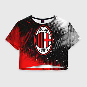 Женская футболка Crop-top 3D с принтом AC MILAN / МИЛАН в Екатеринбурге, 100% полиэстер | круглая горловина, длина футболки до линии талии, рукава с отворотами | ac | ac milan | acm | football | logo | milan | sport | клуб | лого | логотип | логотипы | милан | символ | символы | спорт | форма | футбол | футбольная | футбольный