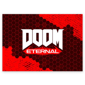 Поздравительная открытка с принтом DOOM ETERNAL / ДУМ ЭТЕРНАЛ в Екатеринбурге, 100% бумага | плотность бумаги 280 г/м2, матовая, на обратной стороне линовка и место для марки
 | bfg | brutal | doom | eternal | ethernal | game | games | logo | дум | игра | игры | лого | логотип | логотипы | символ | символы | этернал