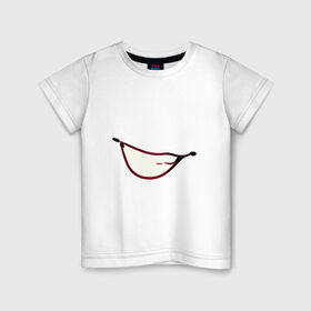 Детская футболка хлопок с принтом Ухмылка в Екатеринбурге, 100% хлопок | круглый вырез горловины, полуприлегающий силуэт, длина до линии бедер | арт | зубы | клык | клыки | монстр | облизывание | пасть | рисунок | рот | хищник | хищный рот | язык