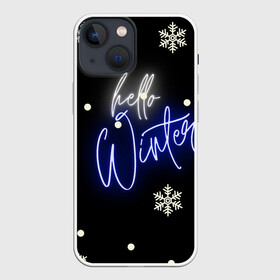 Чехол для iPhone 13 mini с принтом Привет,зима в Екатеринбурге,  |  | Тематика изображения на принте: белый | декабрь | зима | снег | снежинка | уют | черный