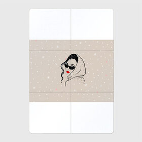Магнитный плакат 2Х3 с принтом Модная девушка в очках в Екатеринбурге, Полимерный материал с магнитным слоем | 6 деталей размером 9*9 см | Тематика изображения на принте: беж | брюнетка | гламур | девушка | красота | лицо | мода | очки | помада