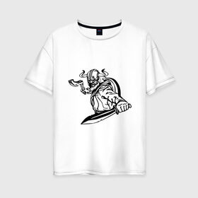 Женская футболка хлопок Oversize с принтом Viking в Екатеринбурге, 100% хлопок | свободный крой, круглый ворот, спущенный рукав, длина до линии бедер
 | black and white | viking | викинг | ч б | черно белое