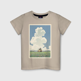 Детская футболка хлопок с принтом blue sky в Екатеринбурге, 100% хлопок | круглый вырез горловины, полуприлегающий силуэт, длина до линии бедер | весна | картинка | корея | лес | лето | машина | на каждый день | небо | облака | парень | поле | птицы | рисунок | токио | тоторо | фон | хаяо миядзаки | цветок | цветы | япония