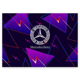 Поздравительная открытка с принтом Mercedes-Benz в Екатеринбурге, 100% бумага | плотность бумаги 280 г/м2, матовая, на обратной стороне линовка и место для марки
 | benz | mercedes | mercedes benz | sport | абстракция | бенз | бэнц | линии | лого | логотип | мерс | мерседес | мэрс | мэрседес | спорт