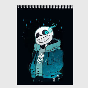 Скетчбук с принтом UNDERTALE SANS в Екатеринбурге, 100% бумага
 | 48 листов, плотность листов — 100 г/м2, плотность картонной обложки — 250 г/м2. Листы скреплены сверху удобной пружинной спиралью | sans | undertale | андертале | андертейл | гтвукефду | игра | подземная история | подземная сказка | санс | ундертале